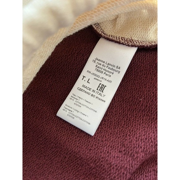 NWT LANVIN Paris Cotton Hoodie Men Maison Logo Print sweatshirt Large Garnet Red - Picture 8 of 9